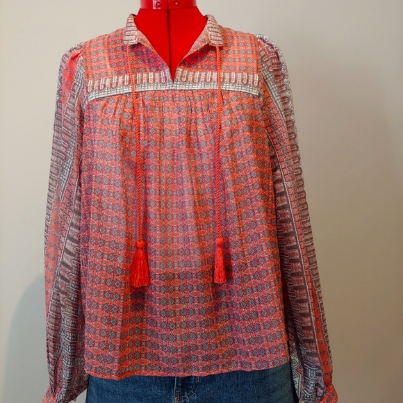 NWOT Lucky Brand Peasant Top - Picture 1 of 7